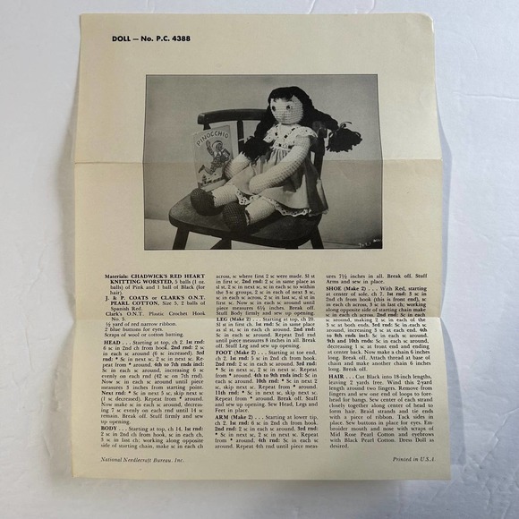 Vintage Knit/Crochet Plush and Doll Patterns Lot of 4 HTF RARE - Picture 9 of 10